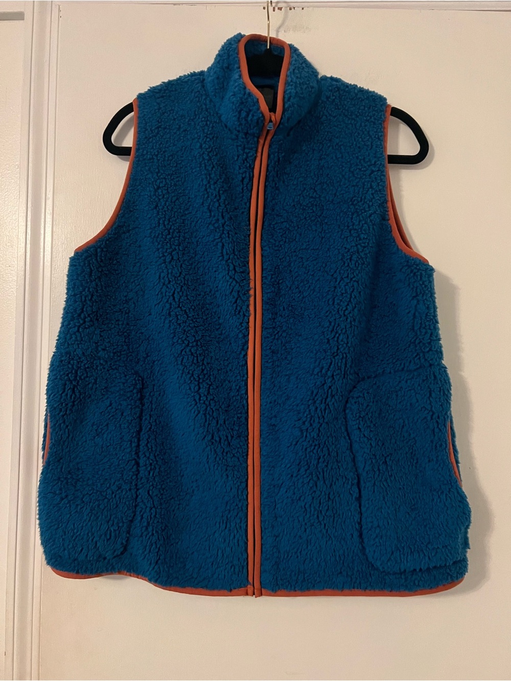 Cuddl Duds Teal Blue Sherpa Vest with Trim size M
